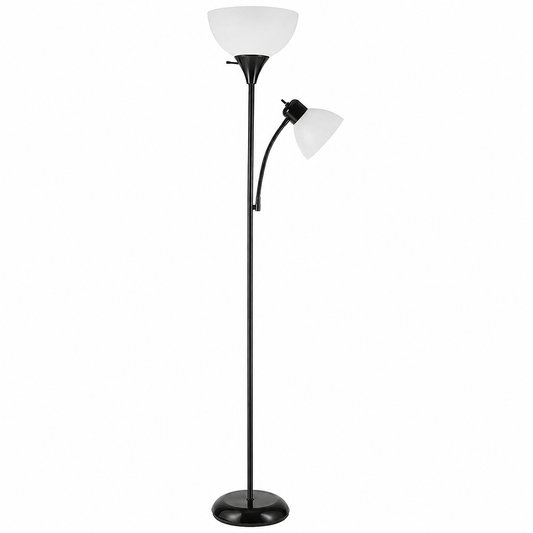 72.9-Inch Torchiere Floor Lamp with Adjustable Reading Light, Black