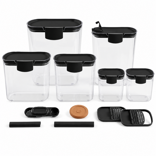 6 Piece Airtight Baking Ingredient Storage Container Set with Measuring Accessories